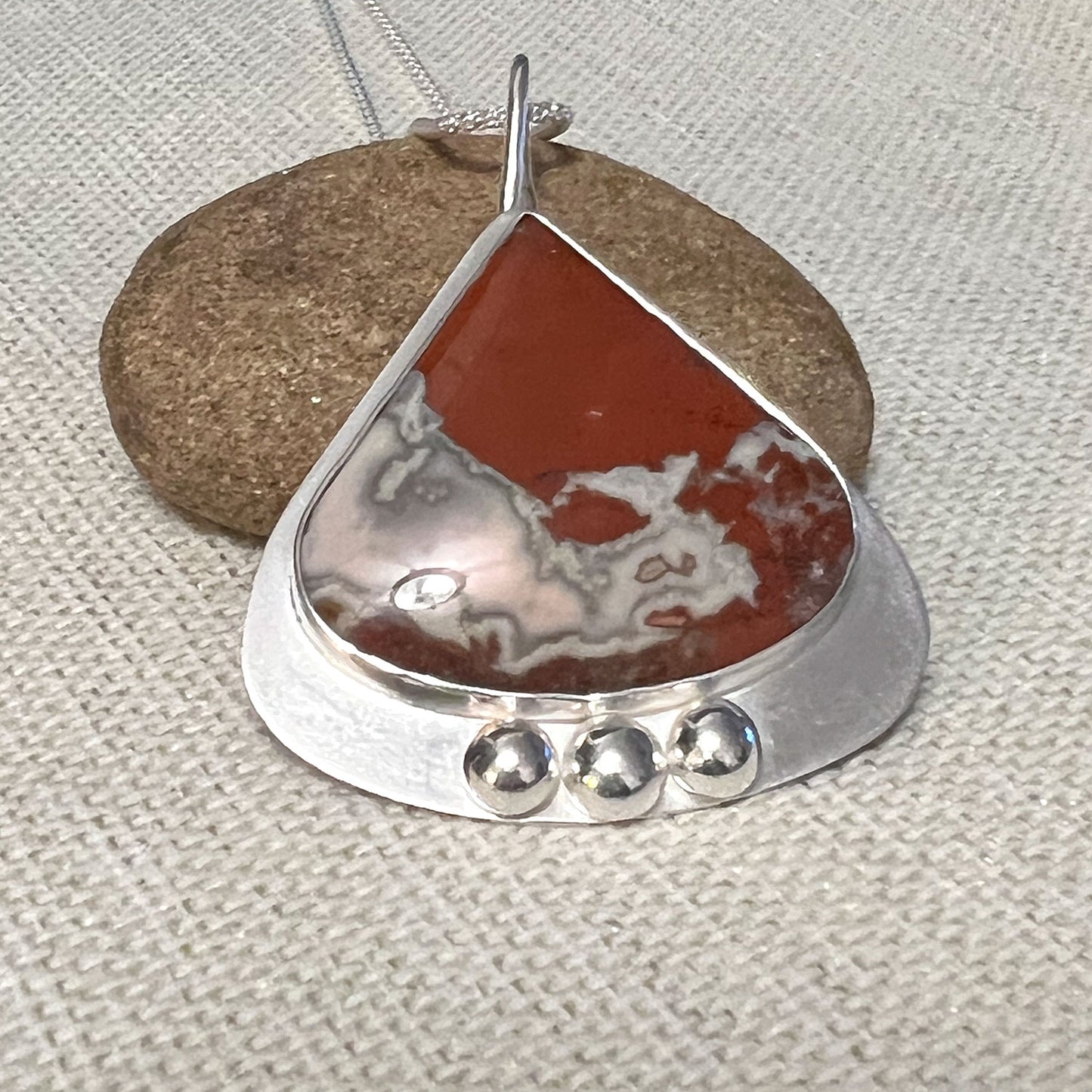 STERLING SILVER RED JASPER NECKLACE - MOTHER EARTH TALISMAN