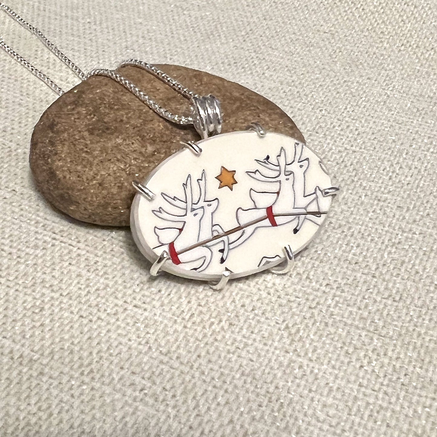 STERLING SILVER REINDEER NECKLACE - GIVING TALISMAN