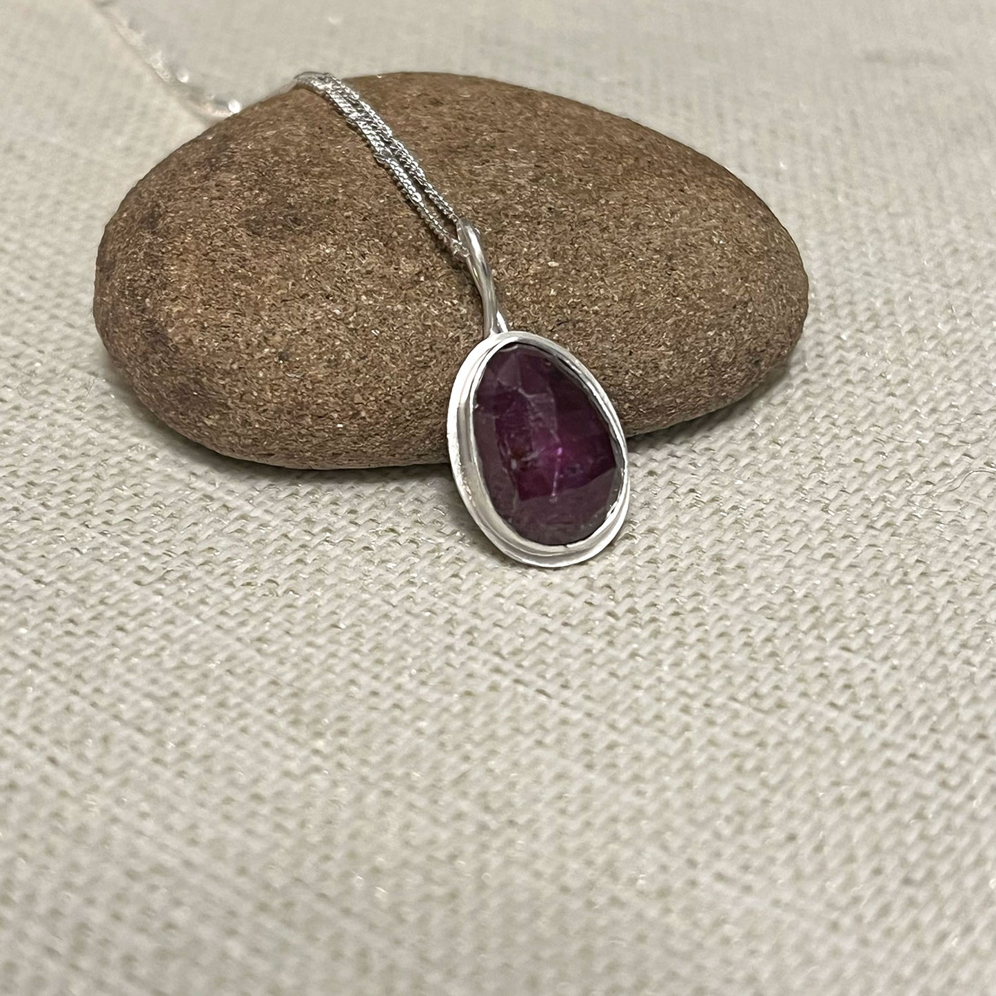 STERLING SILVER RUBY TEARDROP NECKLACE - NOBLE GRACE TALISMAN