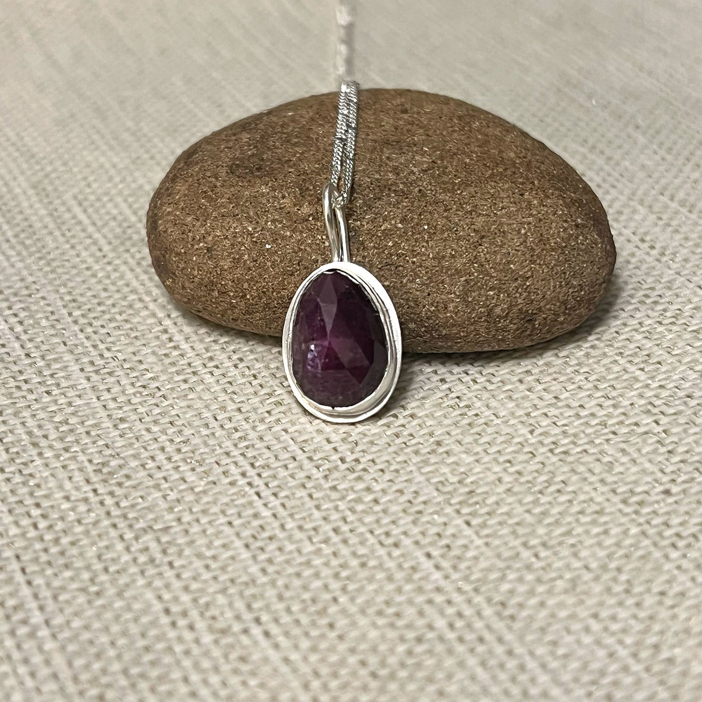 STERLING SILVER RUBY TEARDROP NECKLACE - NOBLE GRACE TALISMAN