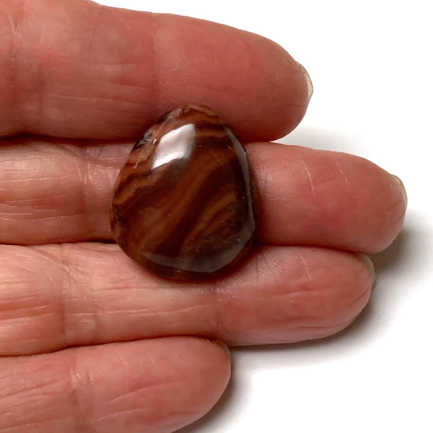 DOLOMITE TEARDROP CABOCHON. BROWN. TAN. 22MM X 19MM x 6MM.