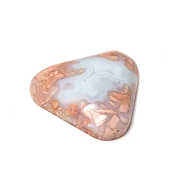 COTTON CANDY AGATE CABOCHON. HEART. PINK. WHITE. 35MM x 32MM x 7.5MM.