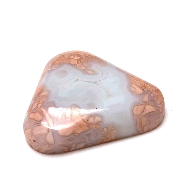 COTTON CANDY AGATE CABOCHON. HEART. PINK. WHITE. 35MM x 32MM x 7.5MM.