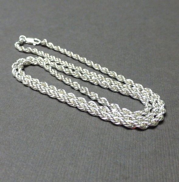 STERLING SILVER FRENCH ROPE CHAIN. WIDTH OPTIONS. LENGTH OPTIONS.