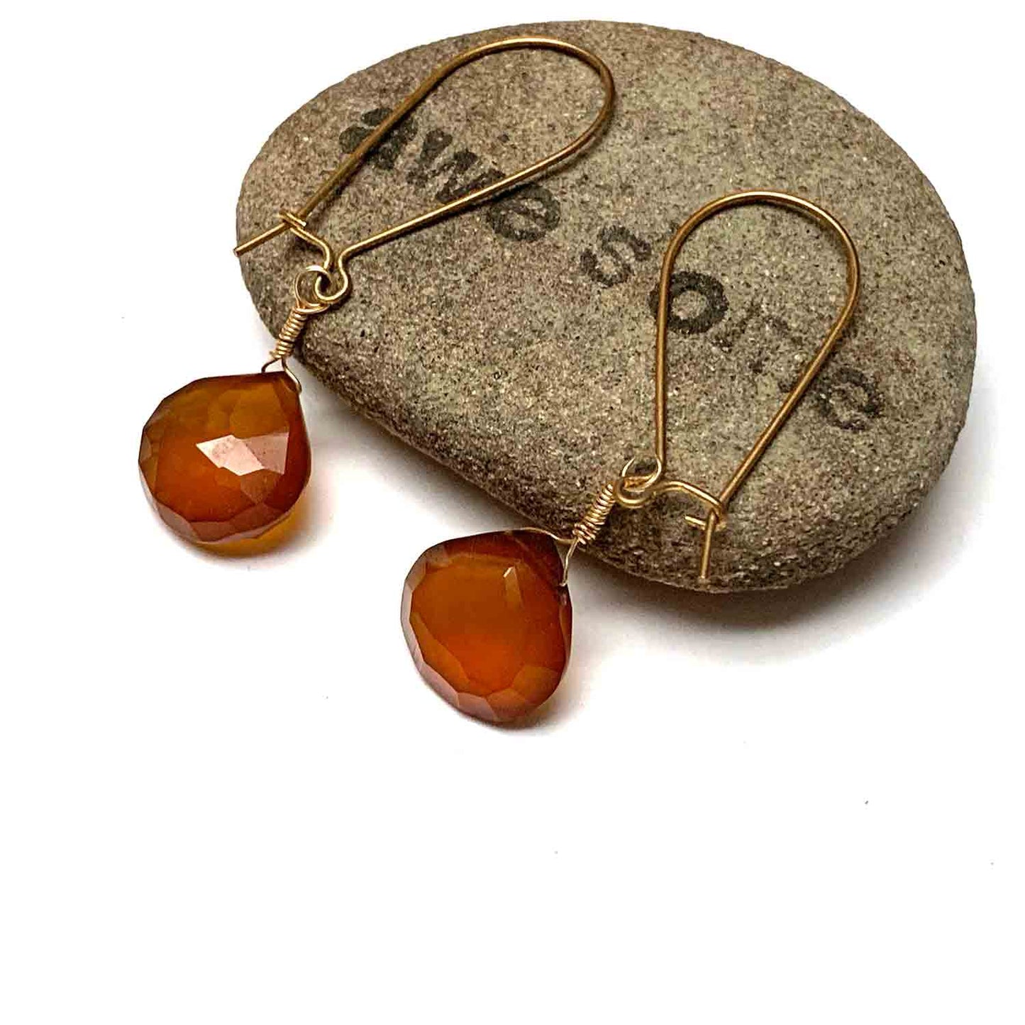 FIND GOLD FILLED HONEY CHALCEDONY EARRINGS - GOOD WILL TALISMAN