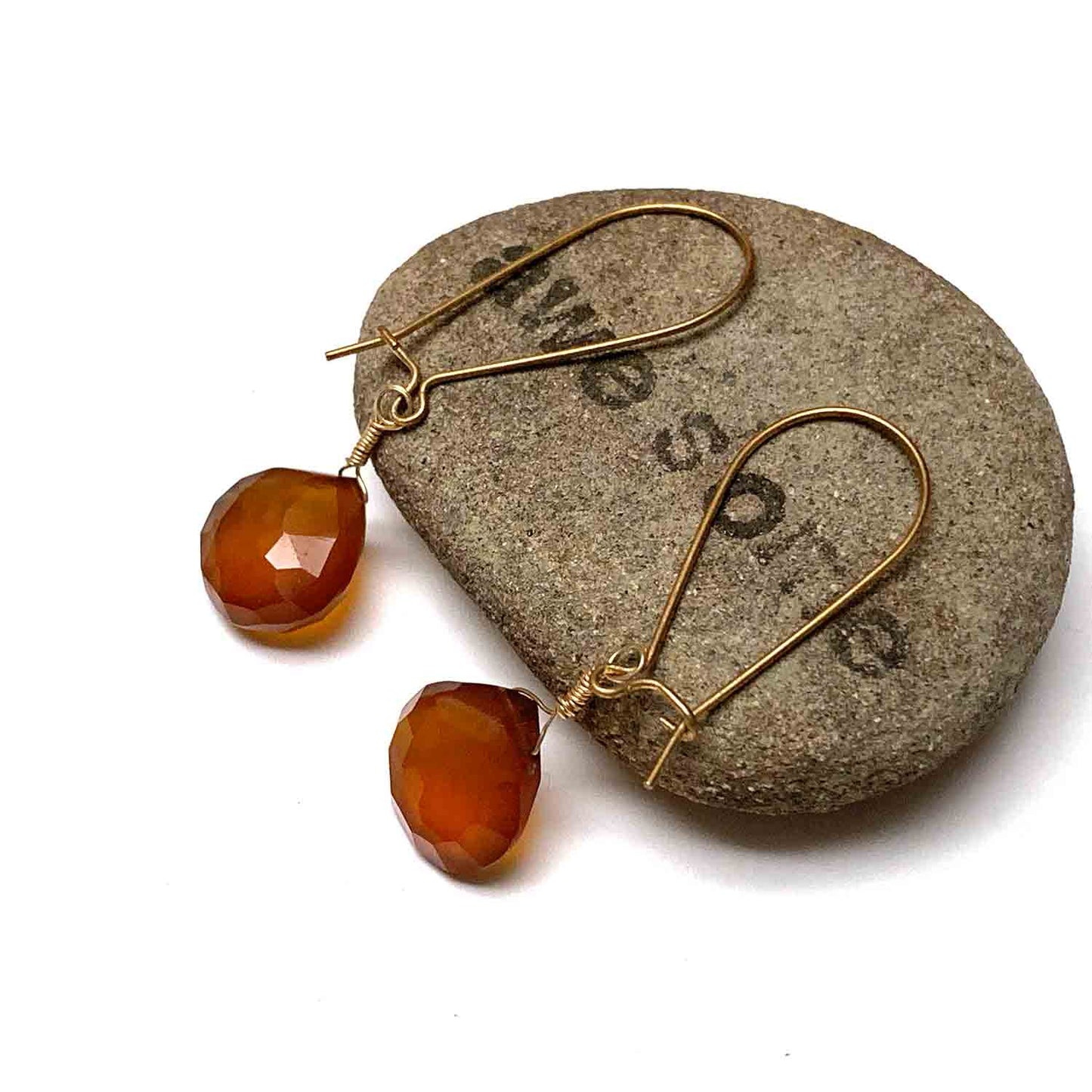 FIND GOLD FILLED HONEY CHALCEDONY EARRINGS - GOOD WILL TALISMAN