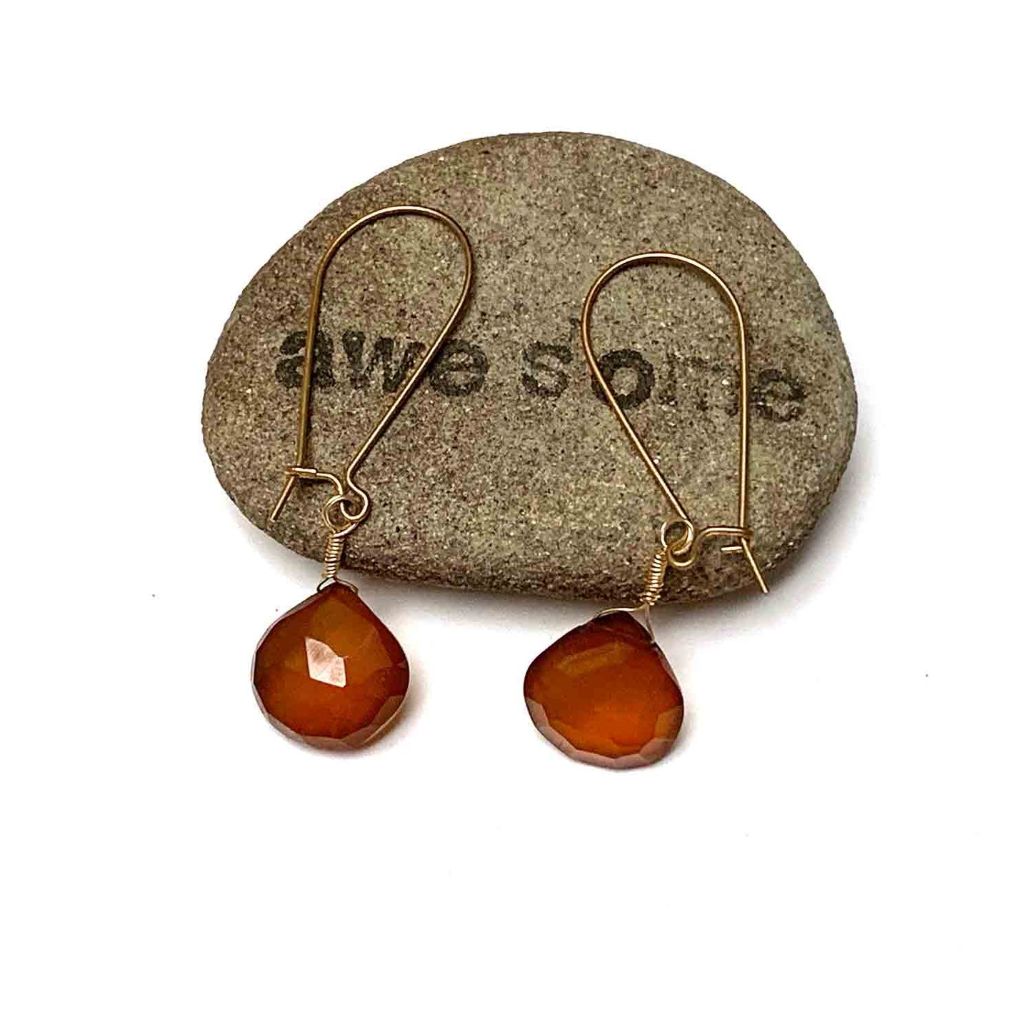 FIND GOLD FILLED HONEY CHALCEDONY EARRINGS - GOOD WILL TALISMAN
