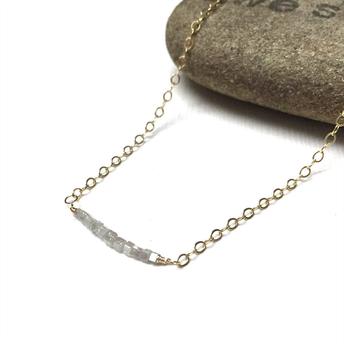 GOLD FILLED RAW DIAMOND NECKLACE - RICHNESS OF THE SELF TALISMAN