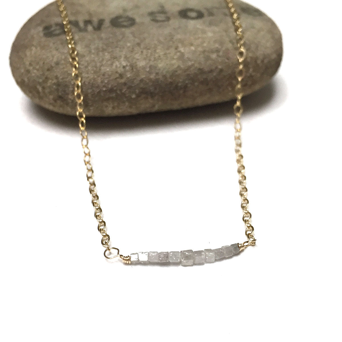 GOLD FILLED RAW DIAMOND NECKLACE - RICHNESS OF THE SELF TALISMAN