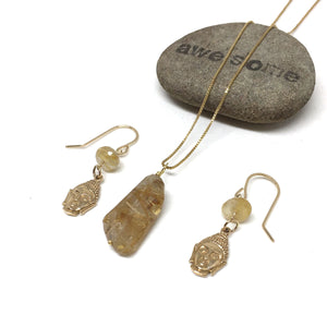 GOLD FILLED RUTILATED QUARTZ NECKLACE EARRINGS - CLARITY TALISMAN