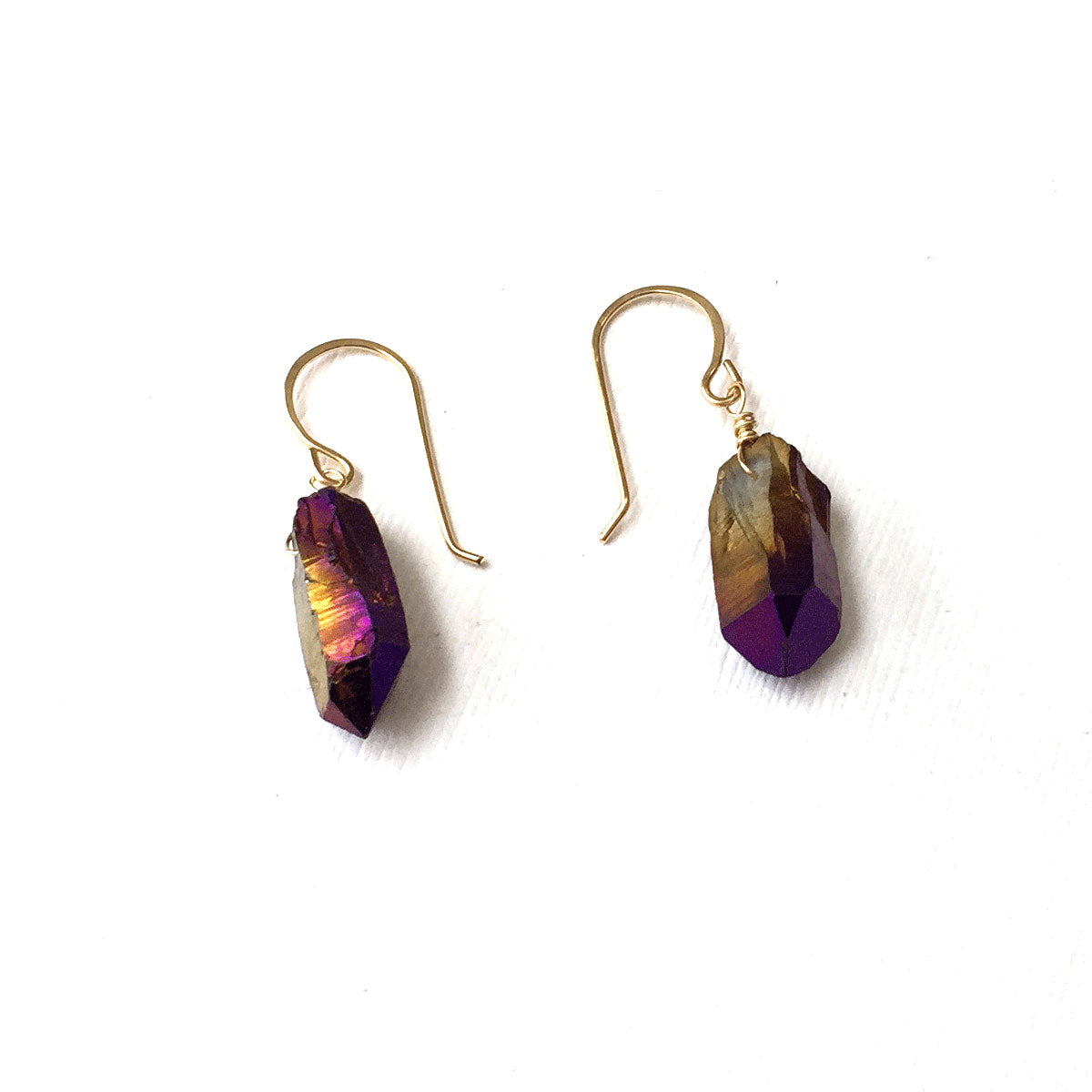 GOLD FILLED TITANIUM QUARTZ POINT EARRINGS - SYNCH ME TALISMAN