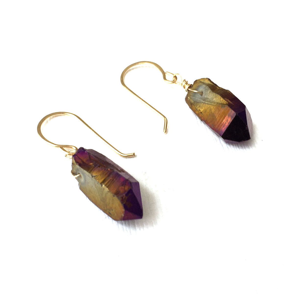 GOLD FILLED TITANIUM QUARTZ POINT EARRINGS - SYNCH ME TALISMAN