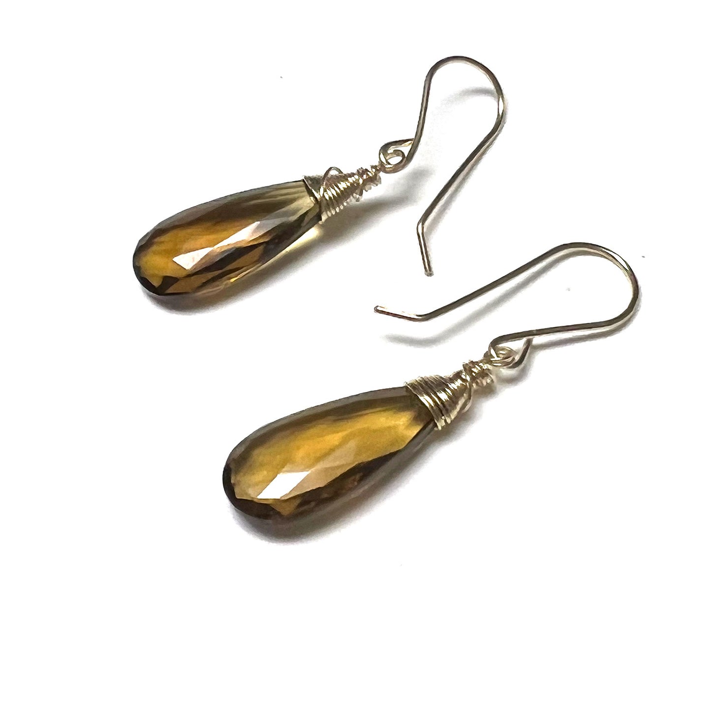 GOLD FILLED WHISKEY QUARTZ EARRINGS - SYNCH ME TALISMAN