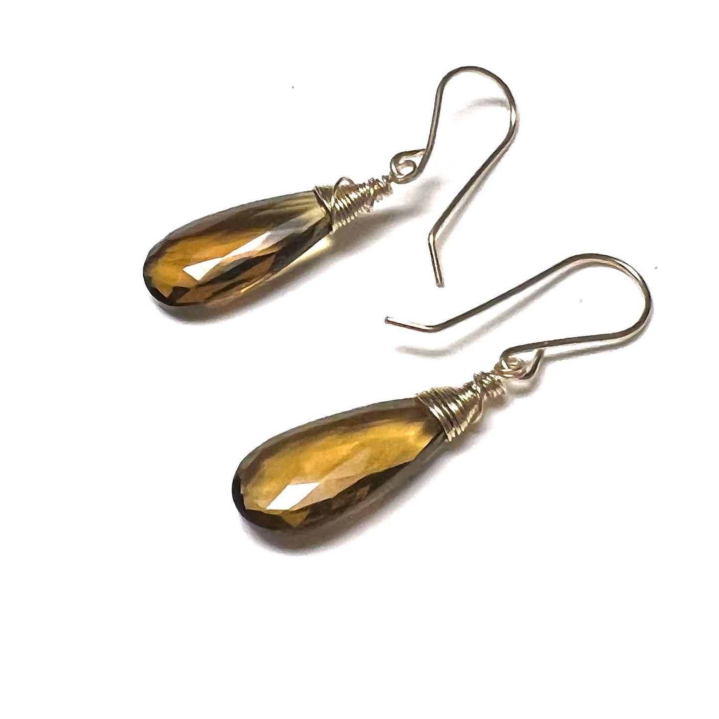 GOLD FILLED WHISKEY QUARTZ EARRINGS - SYNCH ME TALISMAN