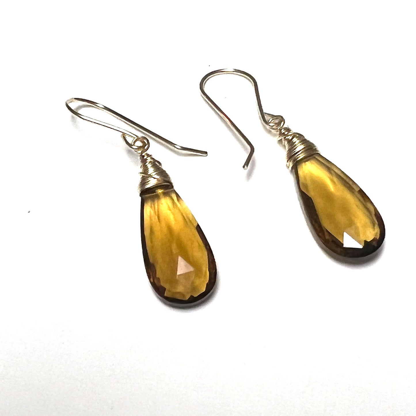 GOLD FILLED WHISKEY QUARTZ EARRINGS - SYNCH ME TALISMAN