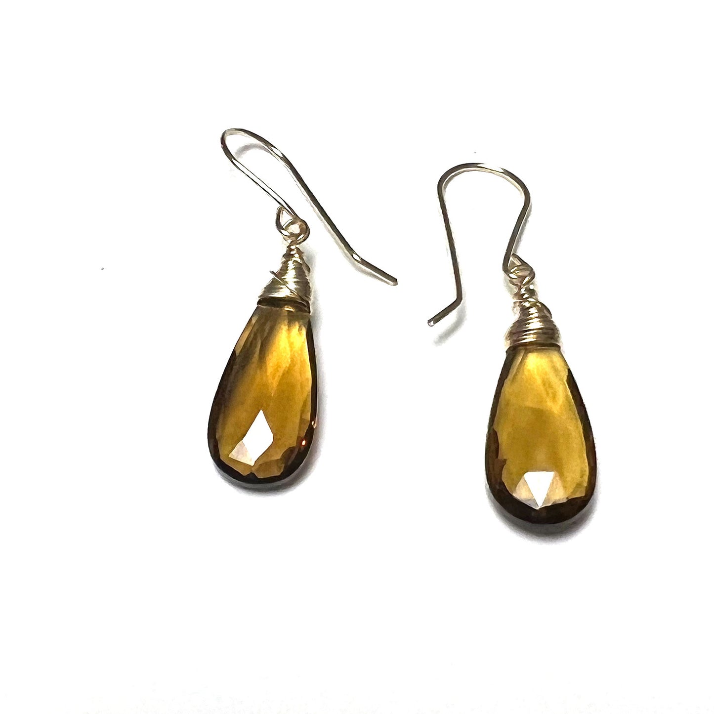 GOLD FILLED WHISKEY QUARTZ EARRINGS - SYNCH ME TALISMAN