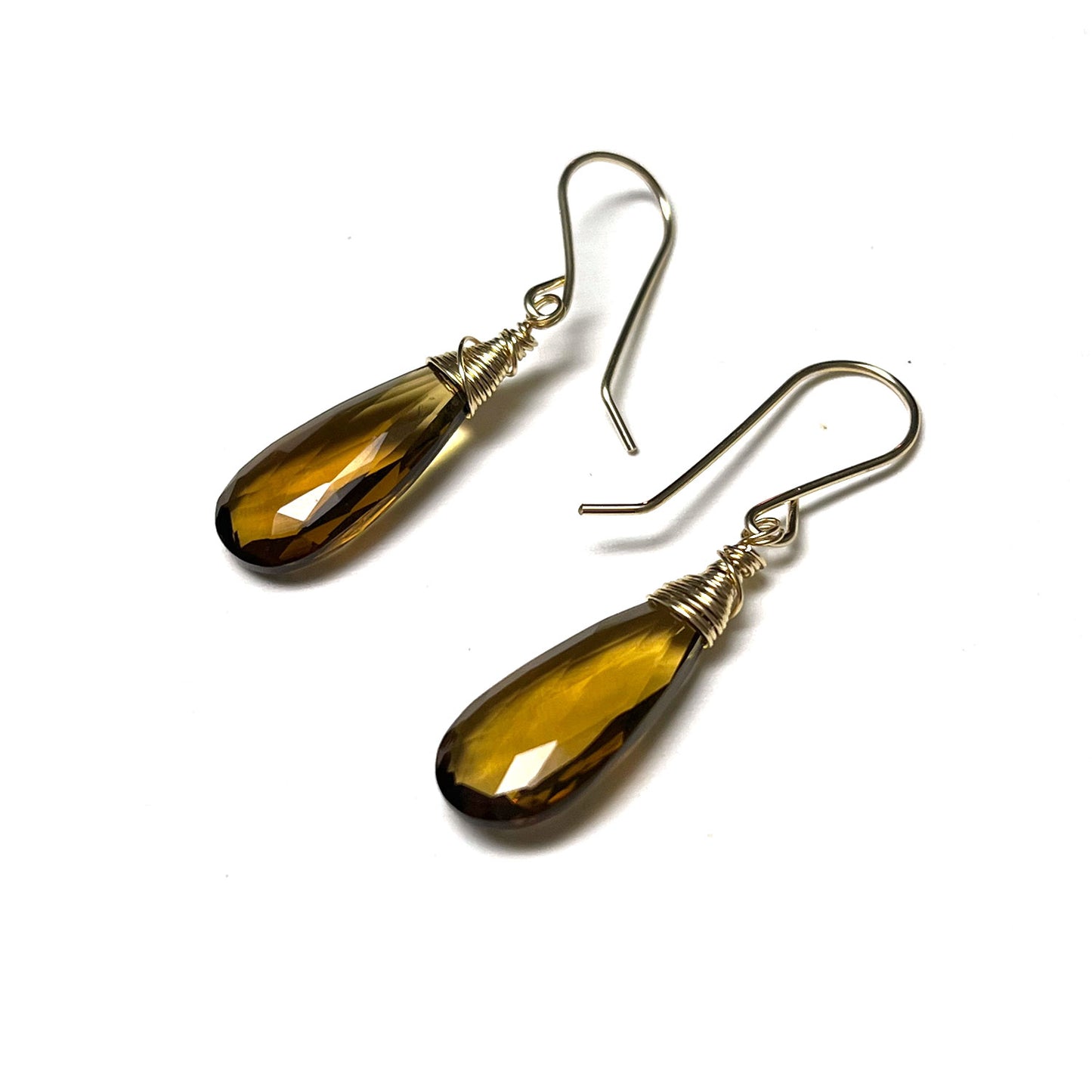 GOLD FILLED WHISKEY QUARTZ EARRINGS - SYNCH ME TALISMAN