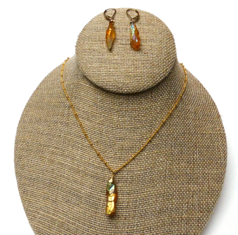 GOLD FILLED/STERLING MYSTIC WHITE AMETHYST NECKLACE/EARRINGS - AWAKEN TALISMAN
