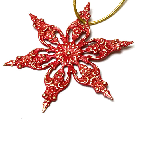 HOLIDAY ORNAMENT. RED STARBURST. CHRISTMAS. VALENTINE. 2 INCHES.