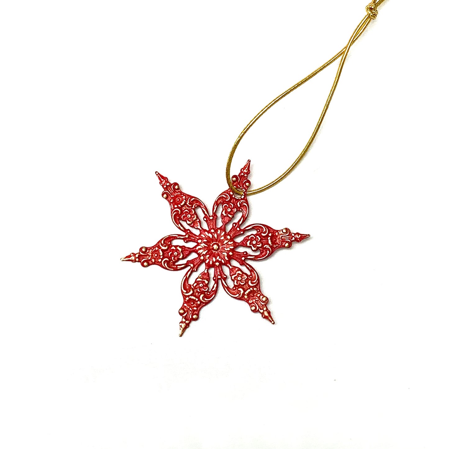 HOLIDAY ORNAMENT. RED STARBURST. CHRISTMAS. VALENTINE. 2 INCHES.