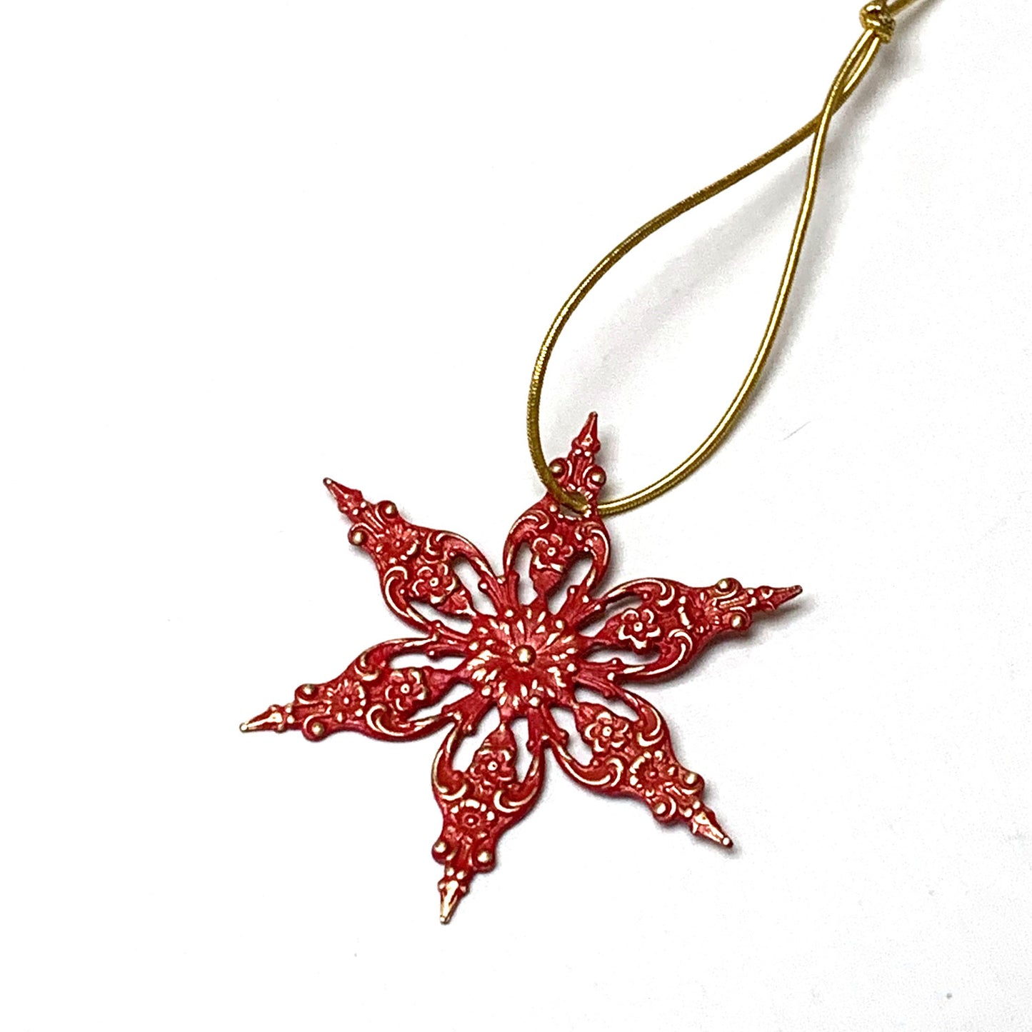 HOLIDAY ORNAMENT. RED STARBURST. CHRISTMAS. VALENTINE. 2 INCHES.