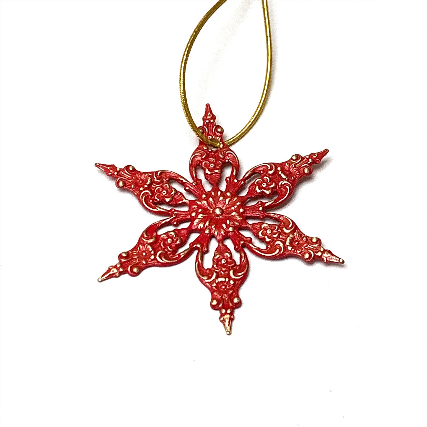 HOLIDAY ORNAMENT. RED STARBURST. CHRISTMAS. VALENTINE. 2 INCHES.