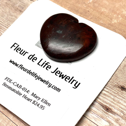 MARY ELLEN JASPER HEART CABOCHON. DEEP RED. 34MM x 26MM x 4MM.