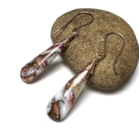 ROSE GOLD FILLED COPPER SPINY RED OYSTER EARRINGS - BACK TO BASICS TALISMAN