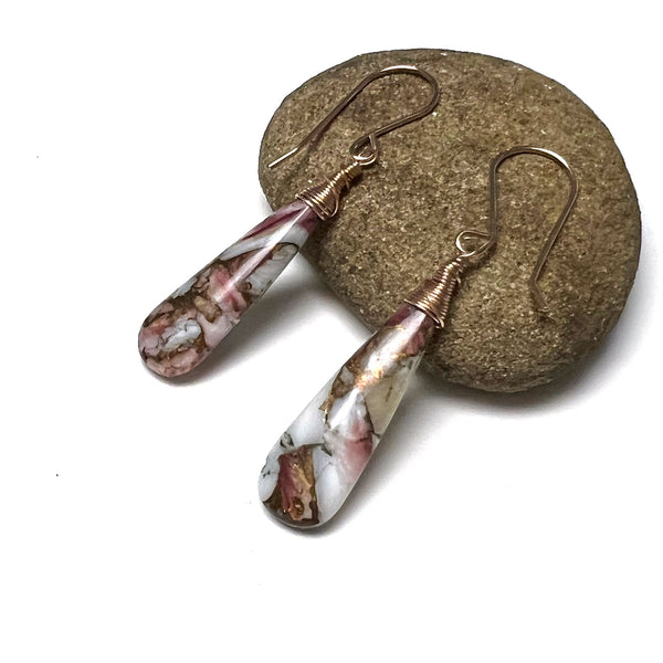 ROSE GOLD FILLED COPPER SPINY RED OYSTER EARRINGS - BACK TO BASICS TALISMAN