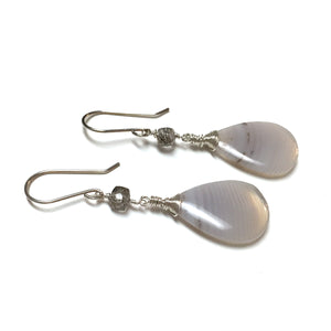 STERLING SILVER BANDED AGATE EARRINGS - PROTECTIVE EMBRACE TALISMAN