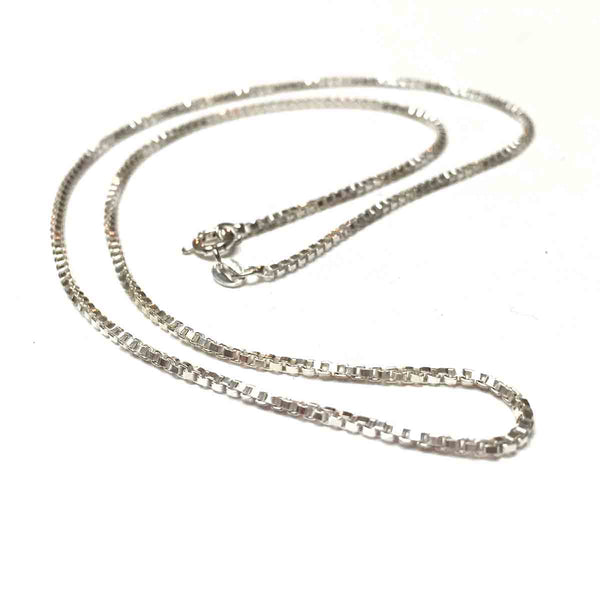 STERLING SILVER BOX CHAIN NECKLACE 1MM 16 INCHES, 18 INCHES, 20 INCHES
