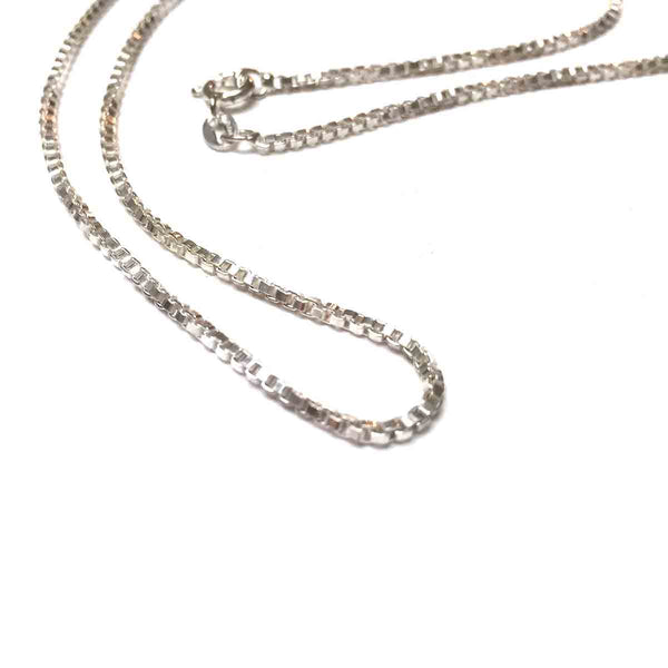 STERLING SILVER BOX CHAIN NECKLACE 1.5MM 20 INCHES