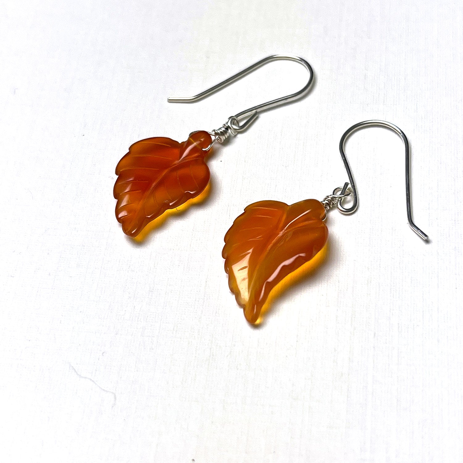 STERLING SILVER CARVED LEAF EARRINGS - PROTECTIVE EMBRACE TALISMAN