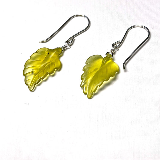 STERLING SILVER CARVED LEAF EARRINGS - PROTECTIVE EMBRACE TALISMAN
