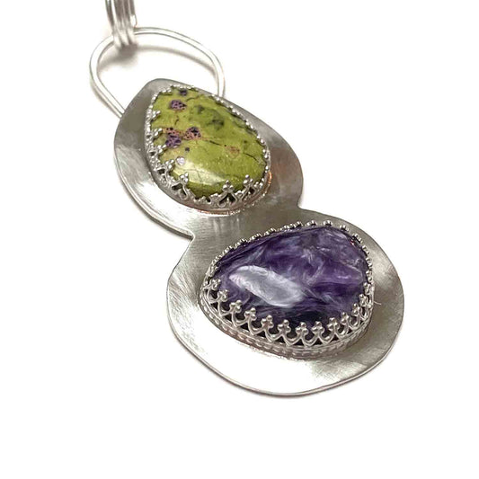 STERLING SILVER CHAROITE STITCHITE NECKLACE - I ACCEPT TALISMAN