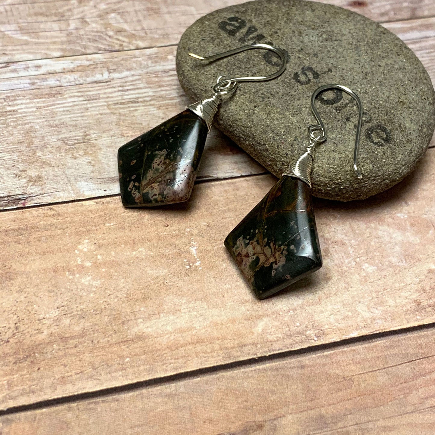 STERLING SILVER CHERRY CREEK JASPER KITE EARRINGS - MOTHER EARTH TALISMAN