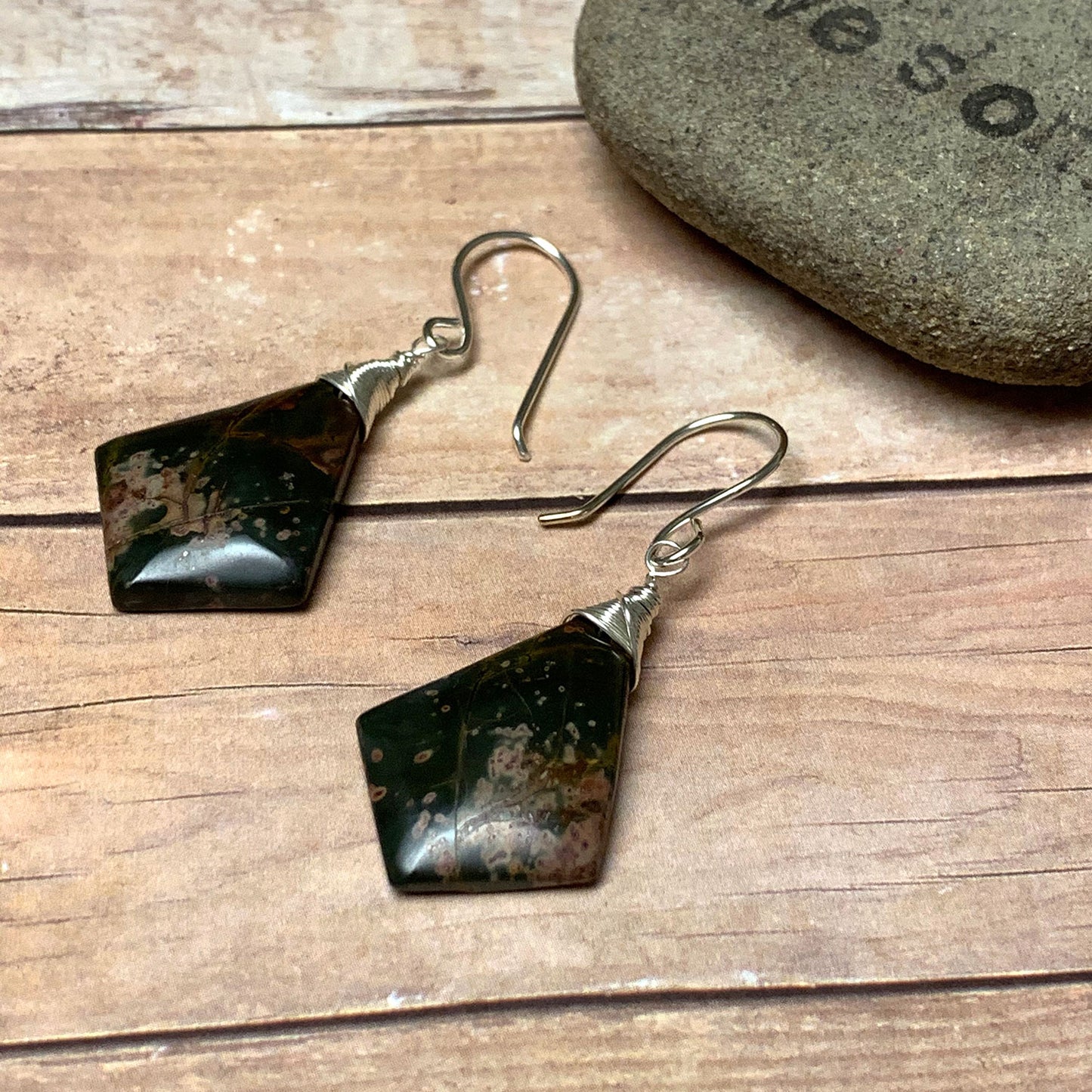 STERLING SILVER CHERRY CREEK JASPER KITE EARRINGS - MOTHER EARTH TALISMAN