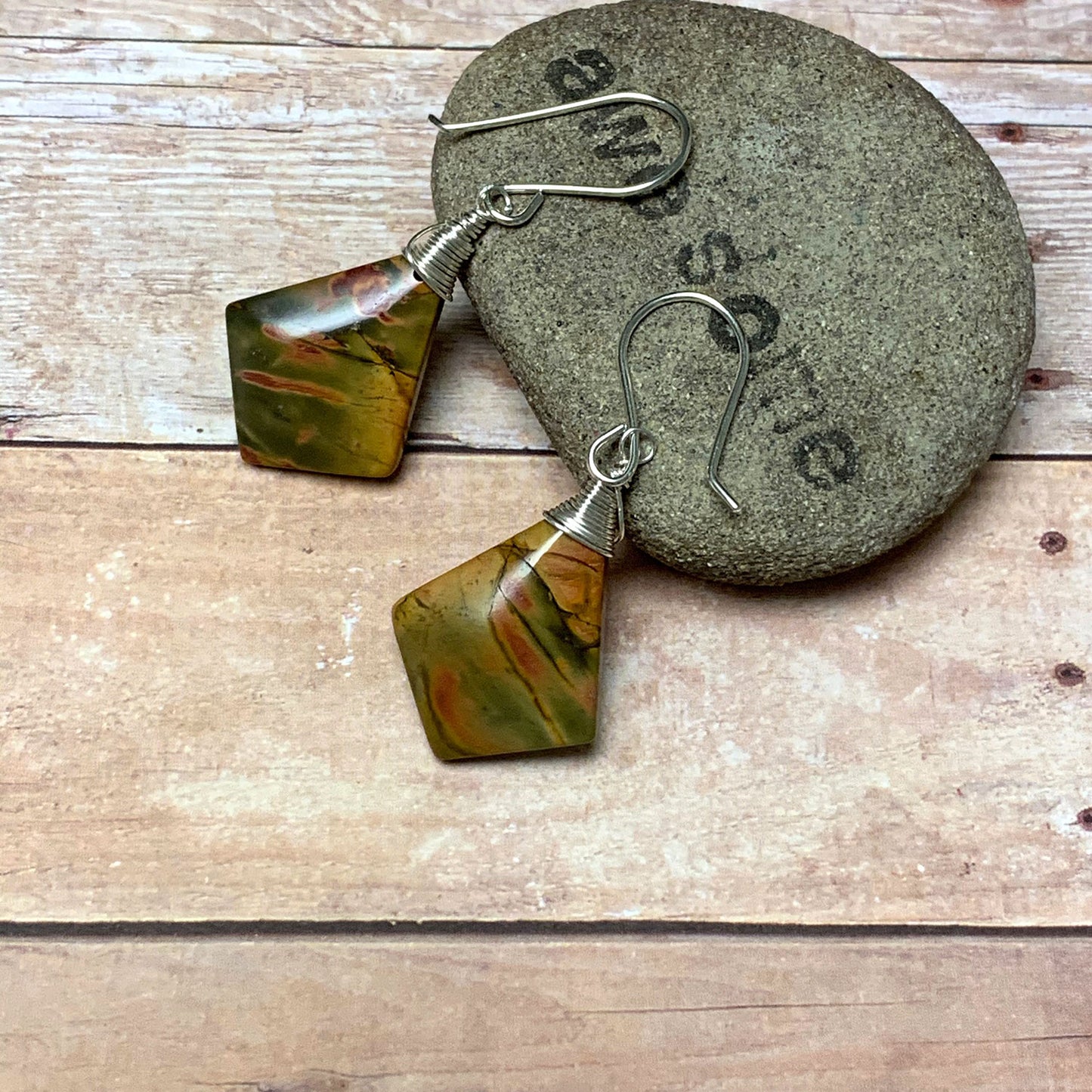 STERLING SILVER CHERRY CREEK JASPER KITE EARRINGS - MOTHER EARTH TALISMAN