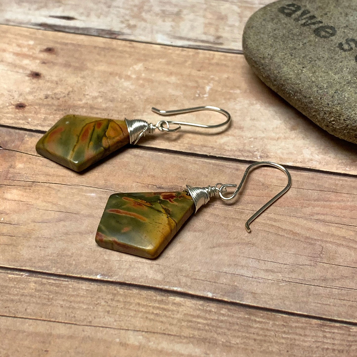 STERLING SILVER CHERRY CREEK JASPER KITE EARRINGS - MOTHER EARTH TALISMAN