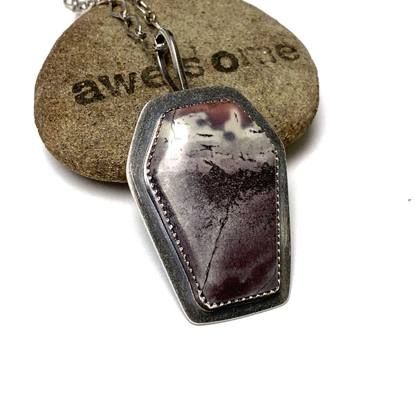 STERLING SILVER EXOTICA JASPER COFFIN NECKLACE - MOTHER EARTH TALISMAN
