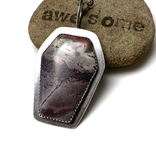 STERLING SILVER EXOTICA JASPER COFFIN NECKLACE - MOTHER EARTH TALISMAN