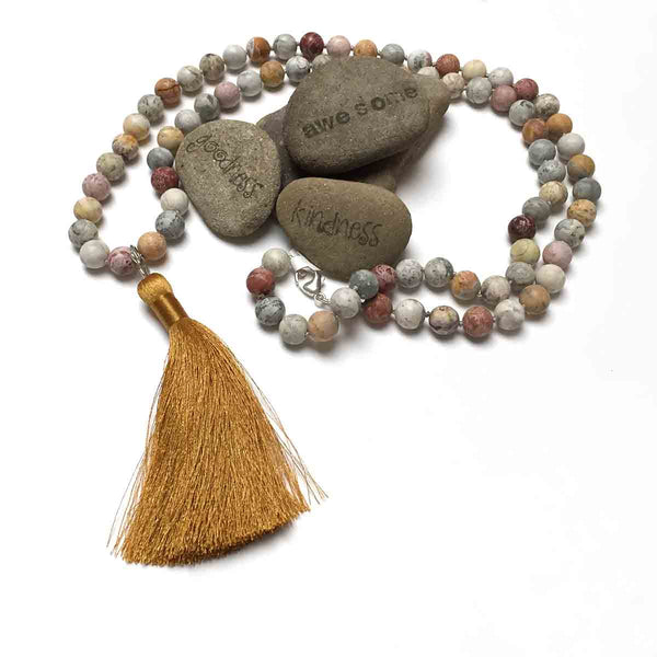 STERLING SILVER HAND SILK KNOTTED CRAZY LACE AGATE NECKLACE - CRAZY WISDOM TALISMAN
