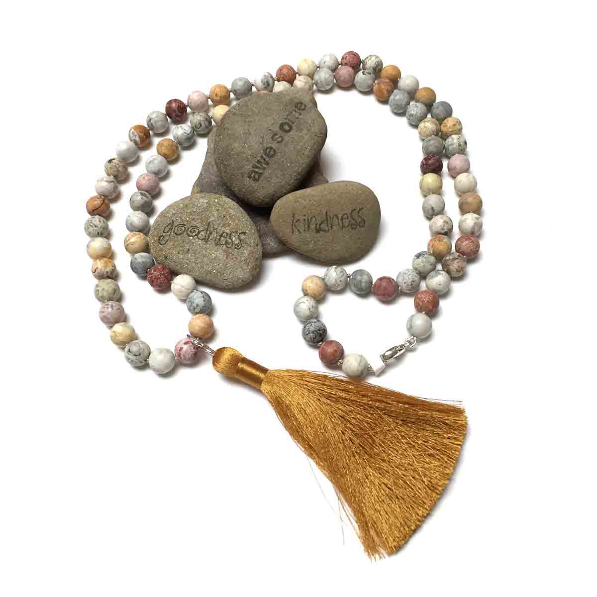 STERLING SILVER HAND SILK KNOTTED CRAZY LACE AGATE NECKLACE - CRAZY WISDOM TALISMAN