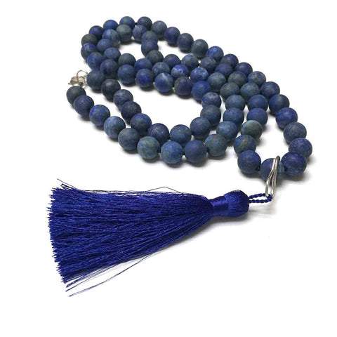 STERLING SILVER HAND SILK KNOTTED SODALITE NECKLACE - INNER PEACE TALISMAN