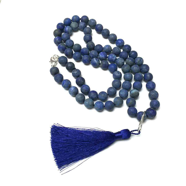 STERLING SILVER HAND SILK KNOTTED SODALITE NECKLACE - INNER PEACE TALISMAN