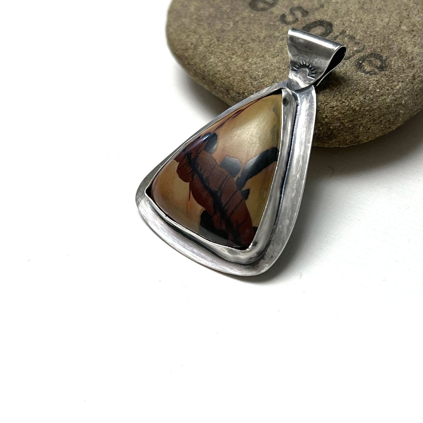 STERLING SILVER INDIAN PAINT STONE JASPER NECKLACE - MOTHER EARTH TALISMAN