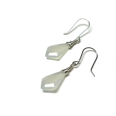 STERLING SILVER/GOLD FILLED WHITE FACETED MOONSTONE EARRINGS - INNER BEAUTY TALISMAN