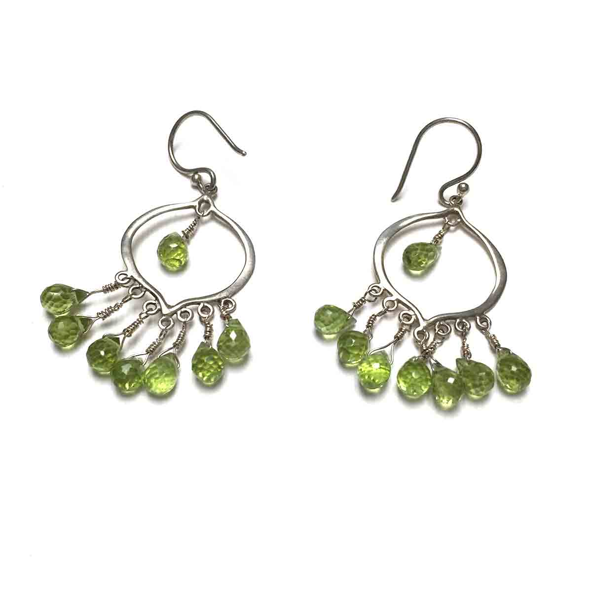 STERLING SILVER PERIDOT CHANDELIER EARRINGS - WARMTH AND ABUNDANCE TALISMAN