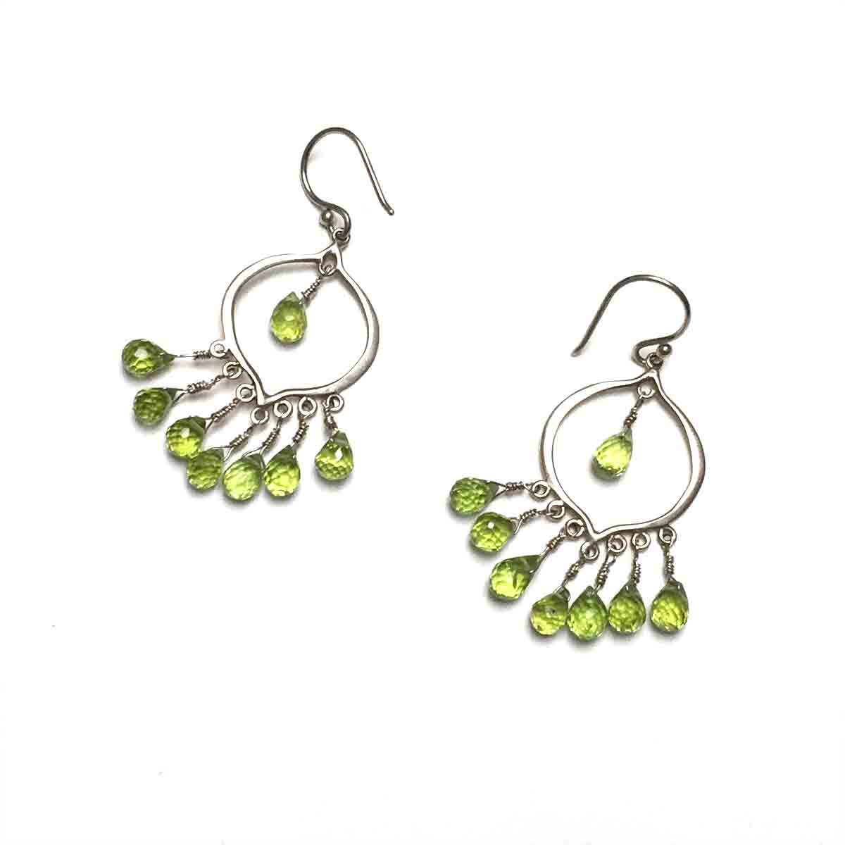 STERLING SILVER PERIDOT CHANDELIER EARRINGS - WARMTH AND ABUNDANCE TALISMAN