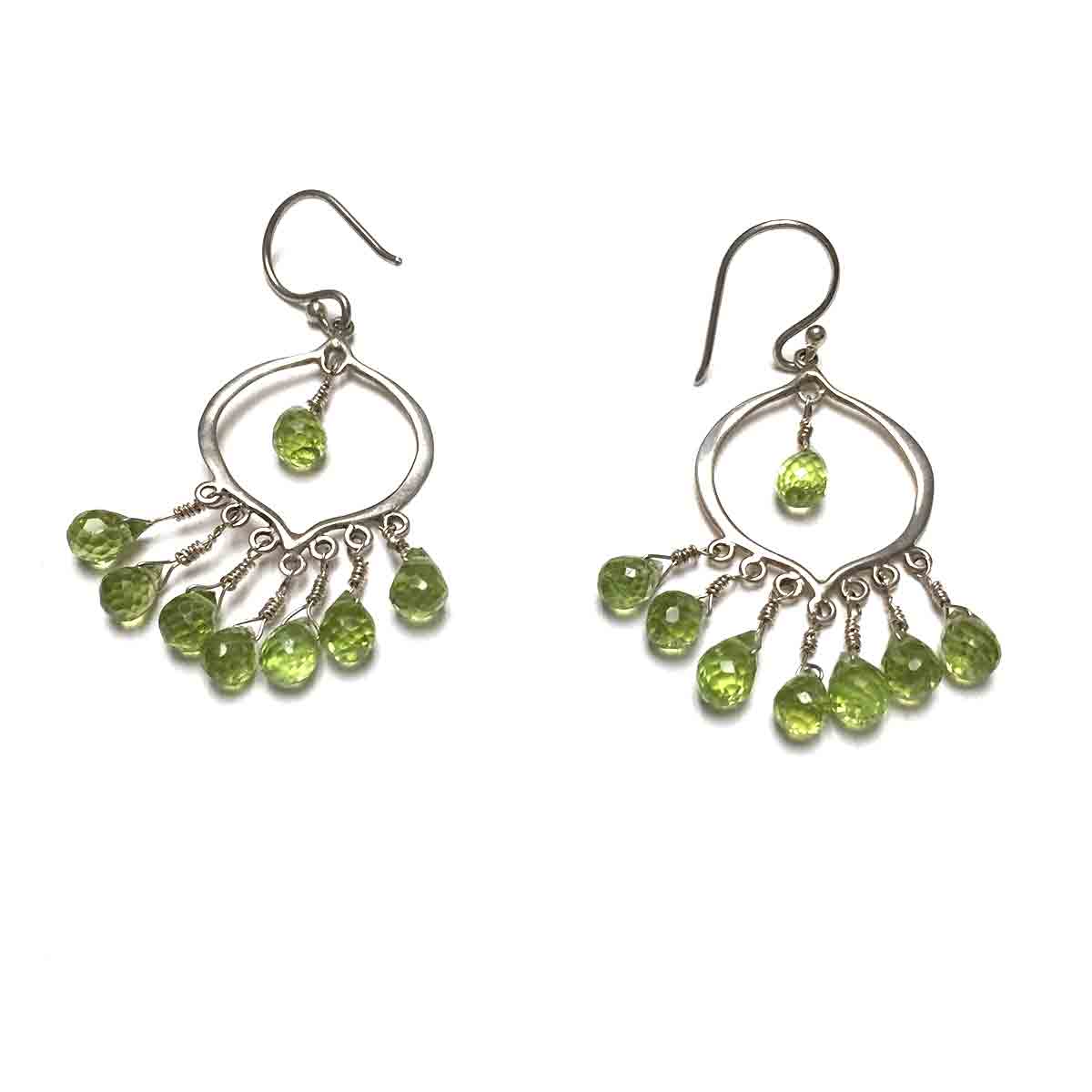 STERLING SILVER PERIDOT CHANDELIER EARRINGS - WARMTH AND ABUNDANCE TALISMAN